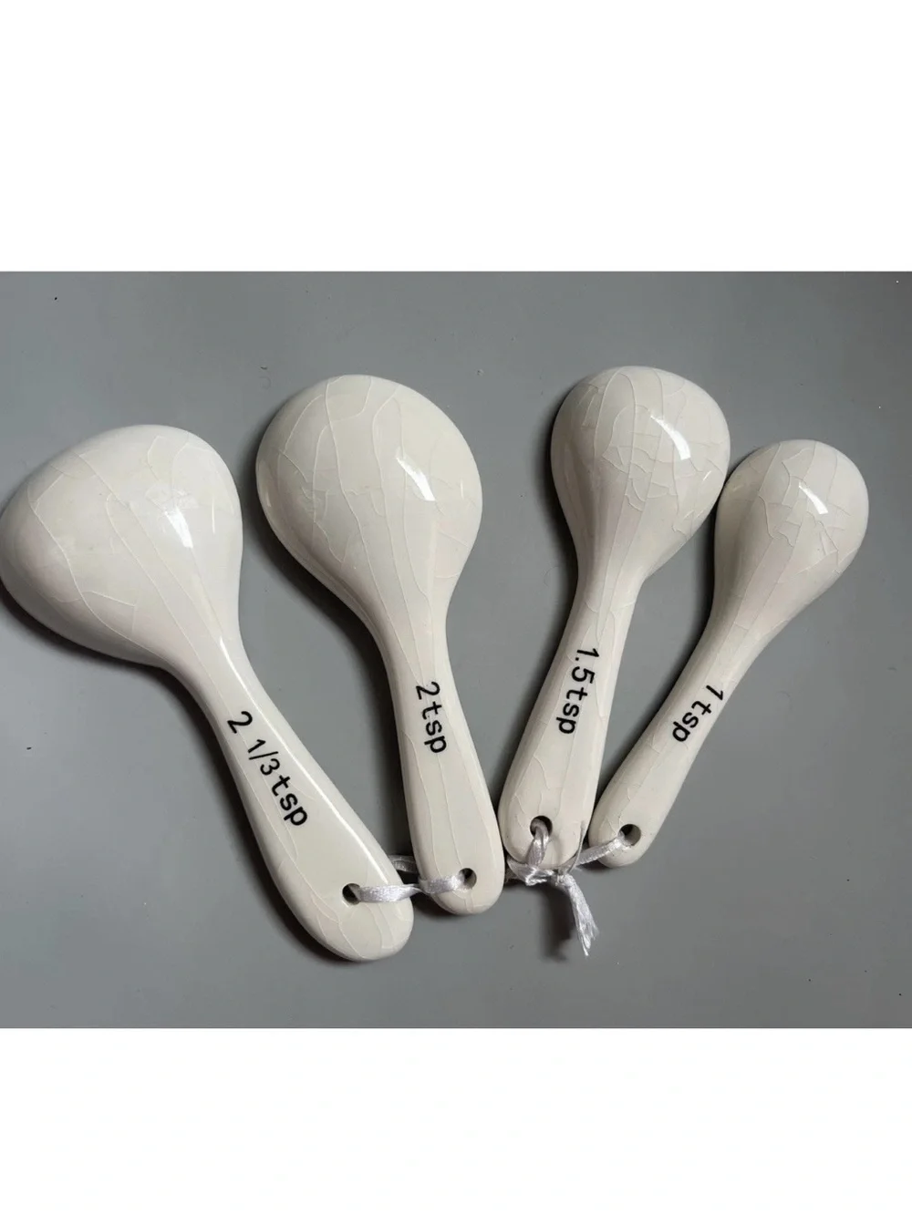 Blue and White Menorah Ceramic Serving Spoons - Set of 4